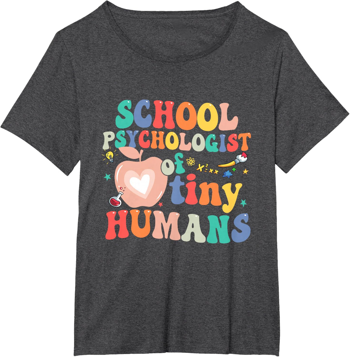 Boho School Psychologist Of Tiny Humans First Day Of School T-Shirt - Dark Heather Grey