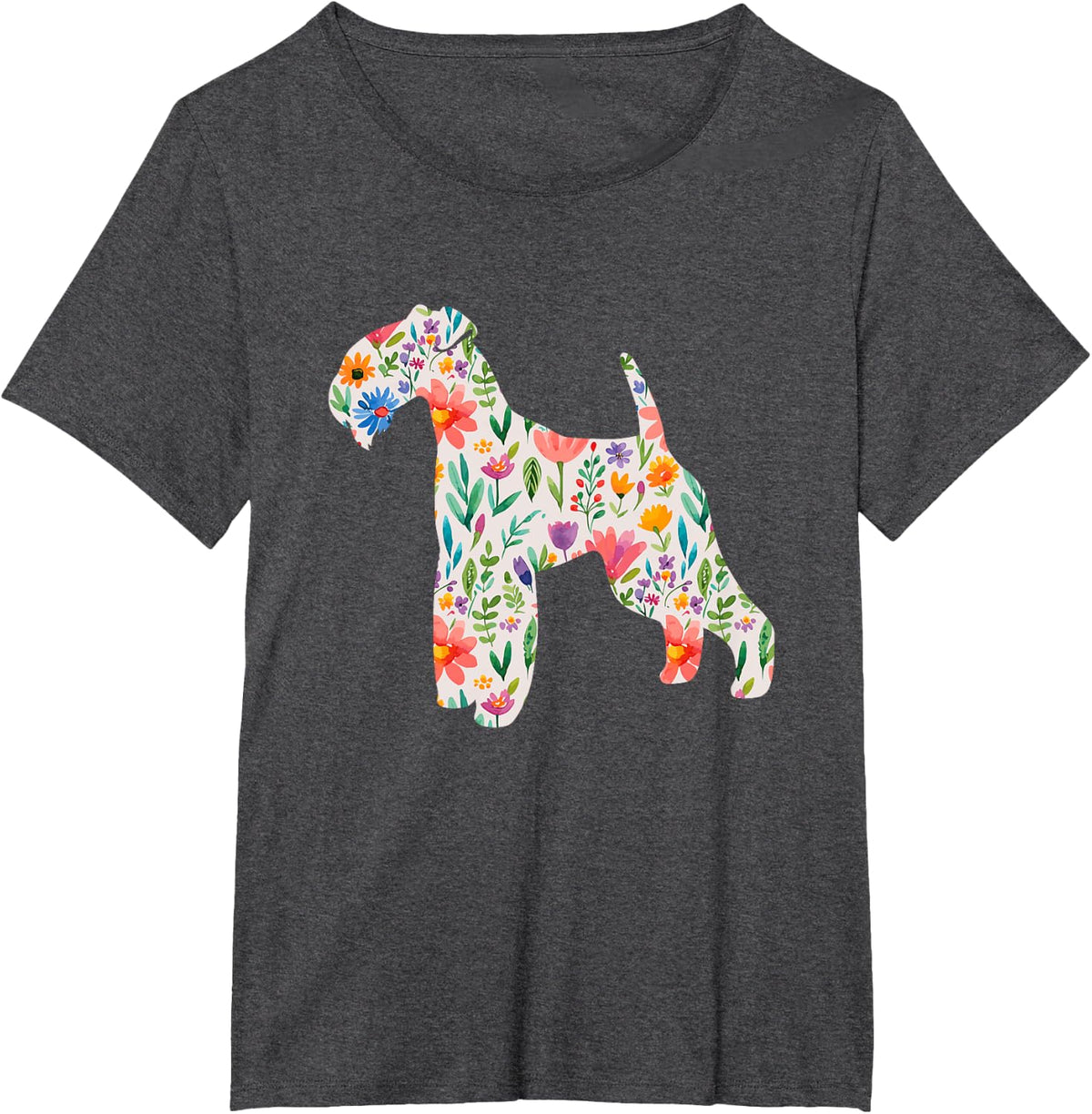 Lakeland Terrier watercolor flowers design T-Shirt - Dark Heather Grey