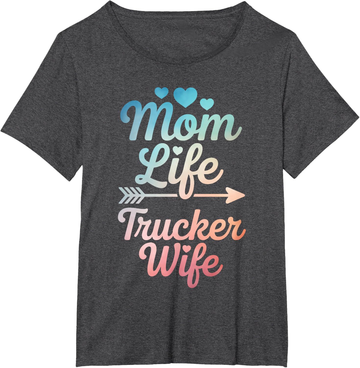 Cool Trucker Wife Art for Mom Women Trucker Wife Truck Lover T-Shirt - Dark Heather Grey