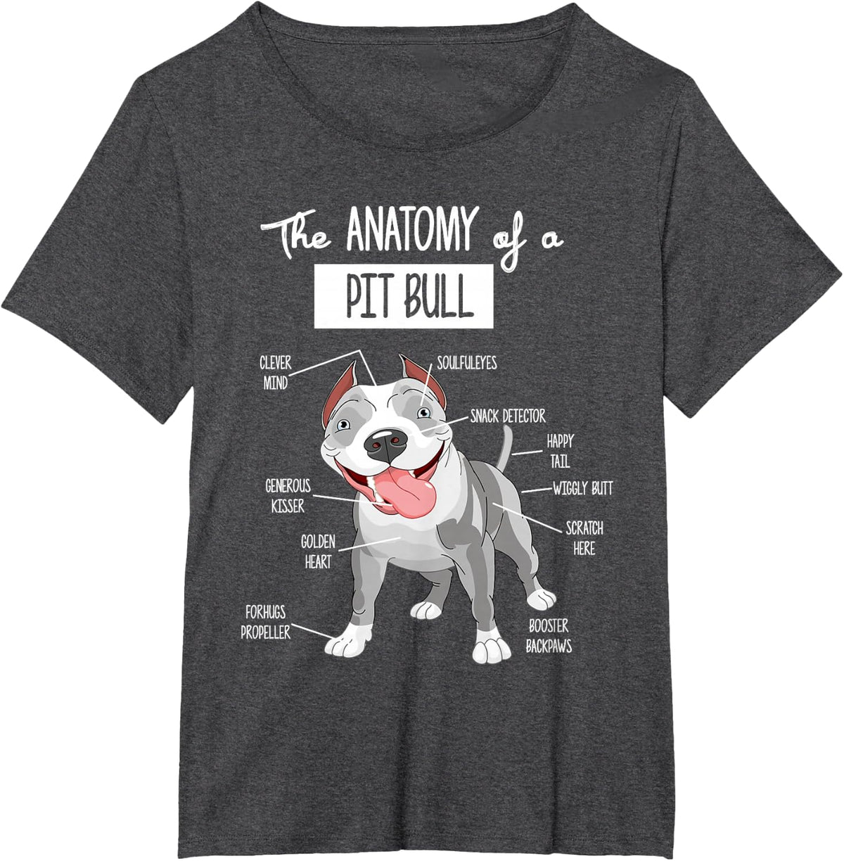 Anatomy Of A Pitbull T-Shirt Dog Lover Tee For Men Women Pit Bull Shirts - Dark Heather Grey