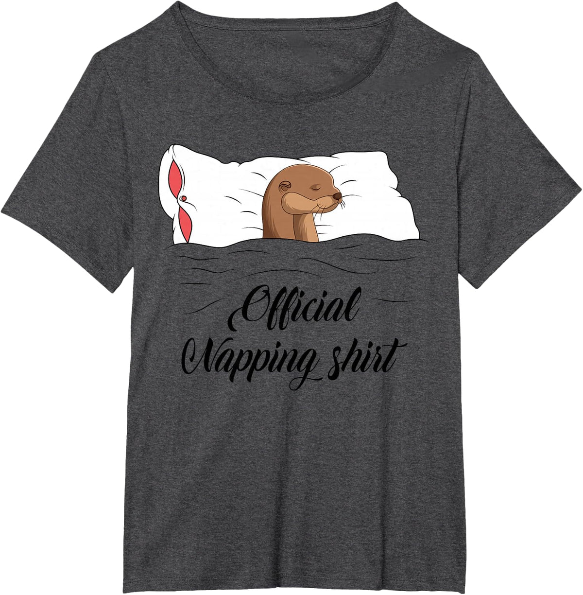 Sleeping Sea Otter Pyjamas Otter Lover Official Napping T-Shirt - Dark Heather Grey