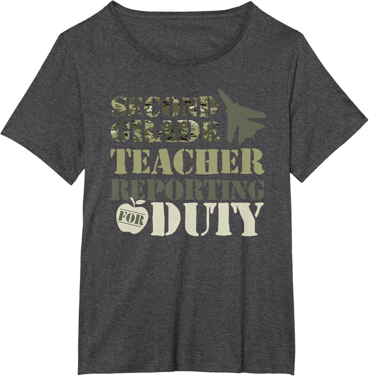 Retro Back to School Women Old Camo Second Grade Teacher T-Shirt - Dark Heather Grey