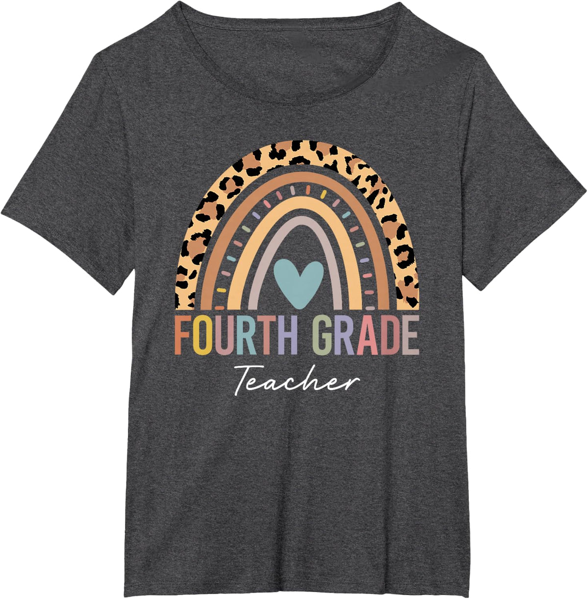 Fourth Grade Shirt For Teachers Team 4th Grade Squad Rainbow T-Shirt - Dark Heather Grey