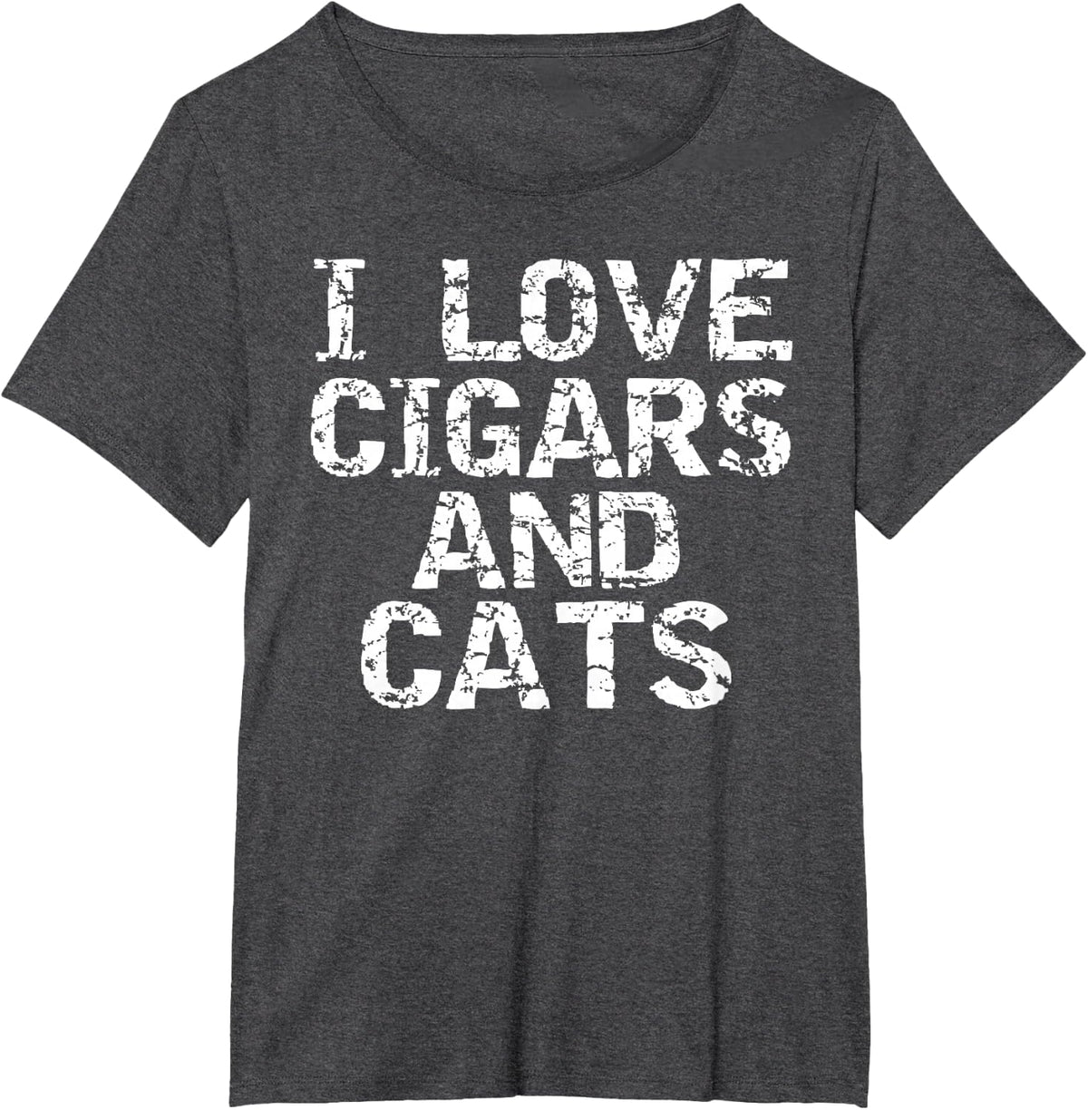 Cigar Smoker Gift for Men Distressed I Love Cigars and Cats T-Shirt - Dark Heather Grey