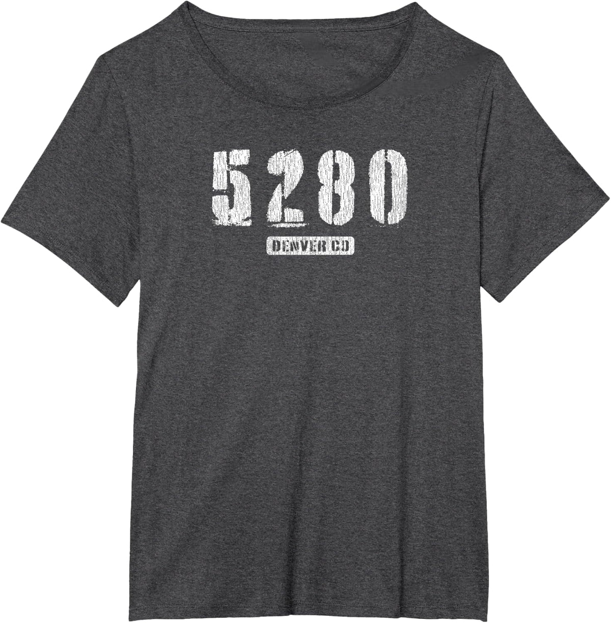 5280 Denver CO Edgy Rough Stencil Design With Details T-Shirt - Dark Heather Grey