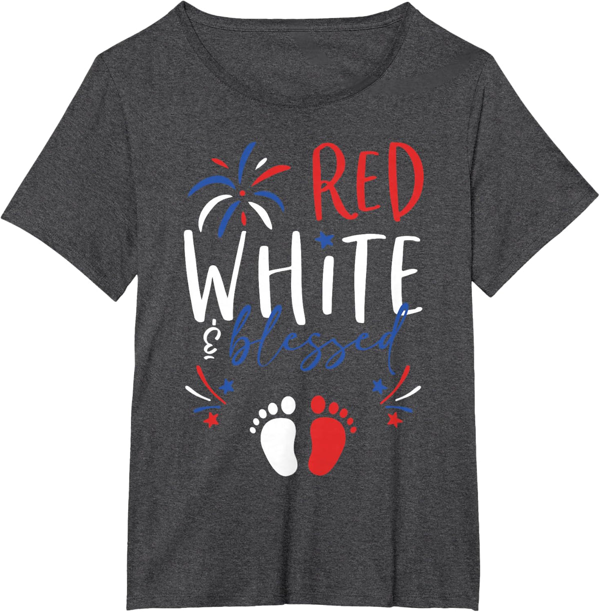 4th of July Pregnancy Women Dress Cute Patriotic Baby Reveal T-Shirt - Dark Heather Grey