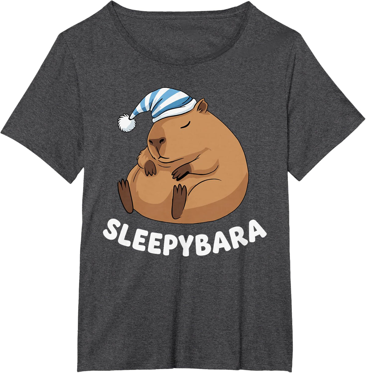 Sleepybara Cute Capybara Tee Shirt for Kids Boys Girls Women Men T-Shirt - Dark Heather Grey