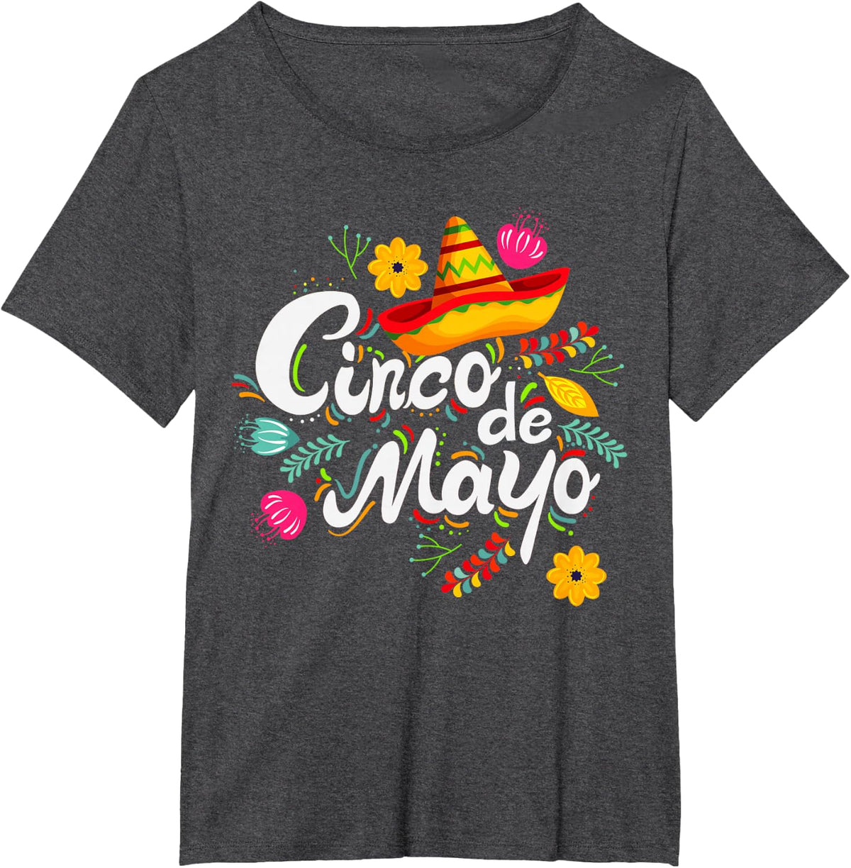 Cinco De Mayo Sombrero Mexican Festival Party T-Shirt - Dark Heather Grey
