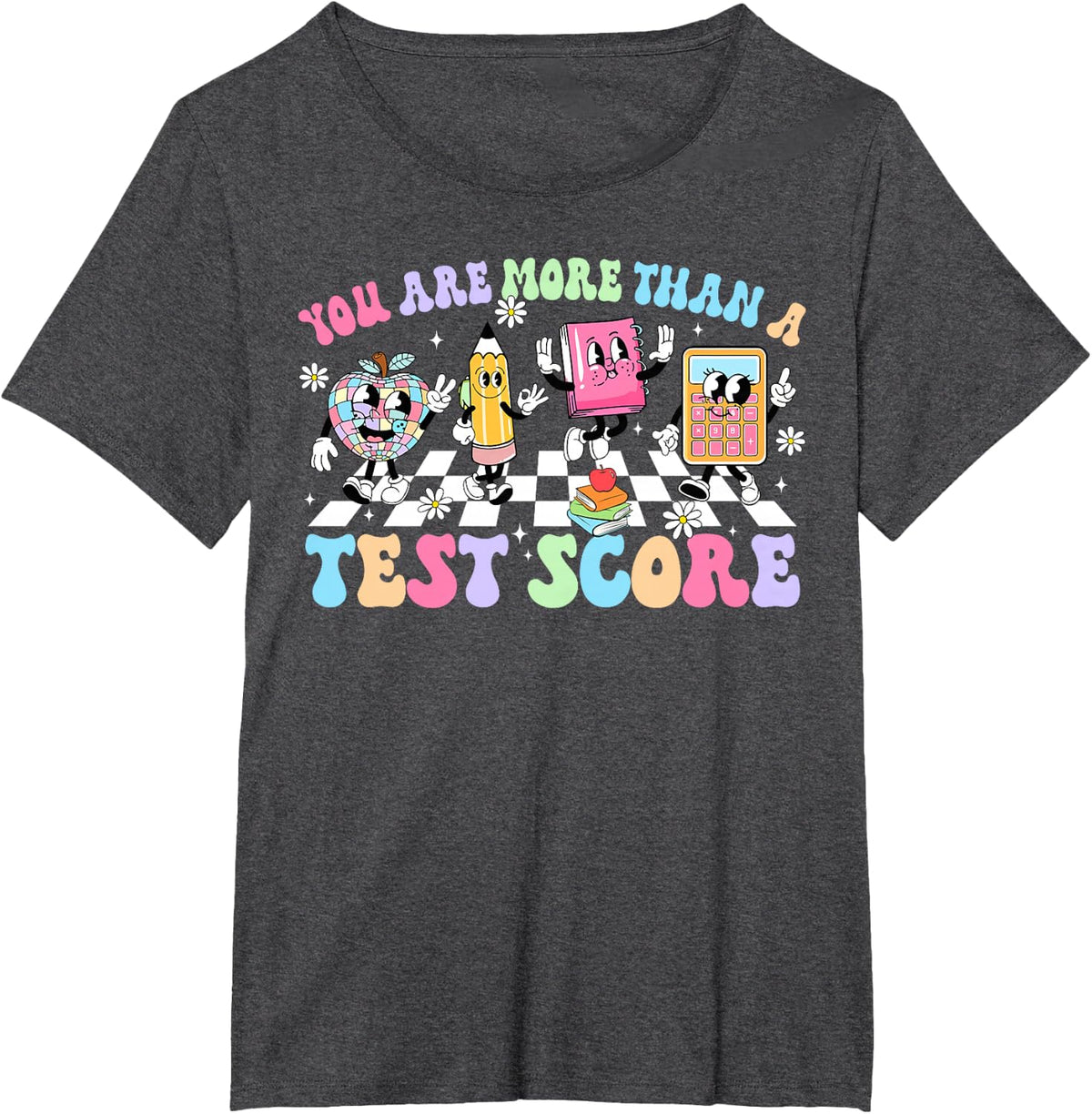 Groovy Testing Day Teacher Tee You Are More Than A Test Score T-Shirt - Dark Heather Grey