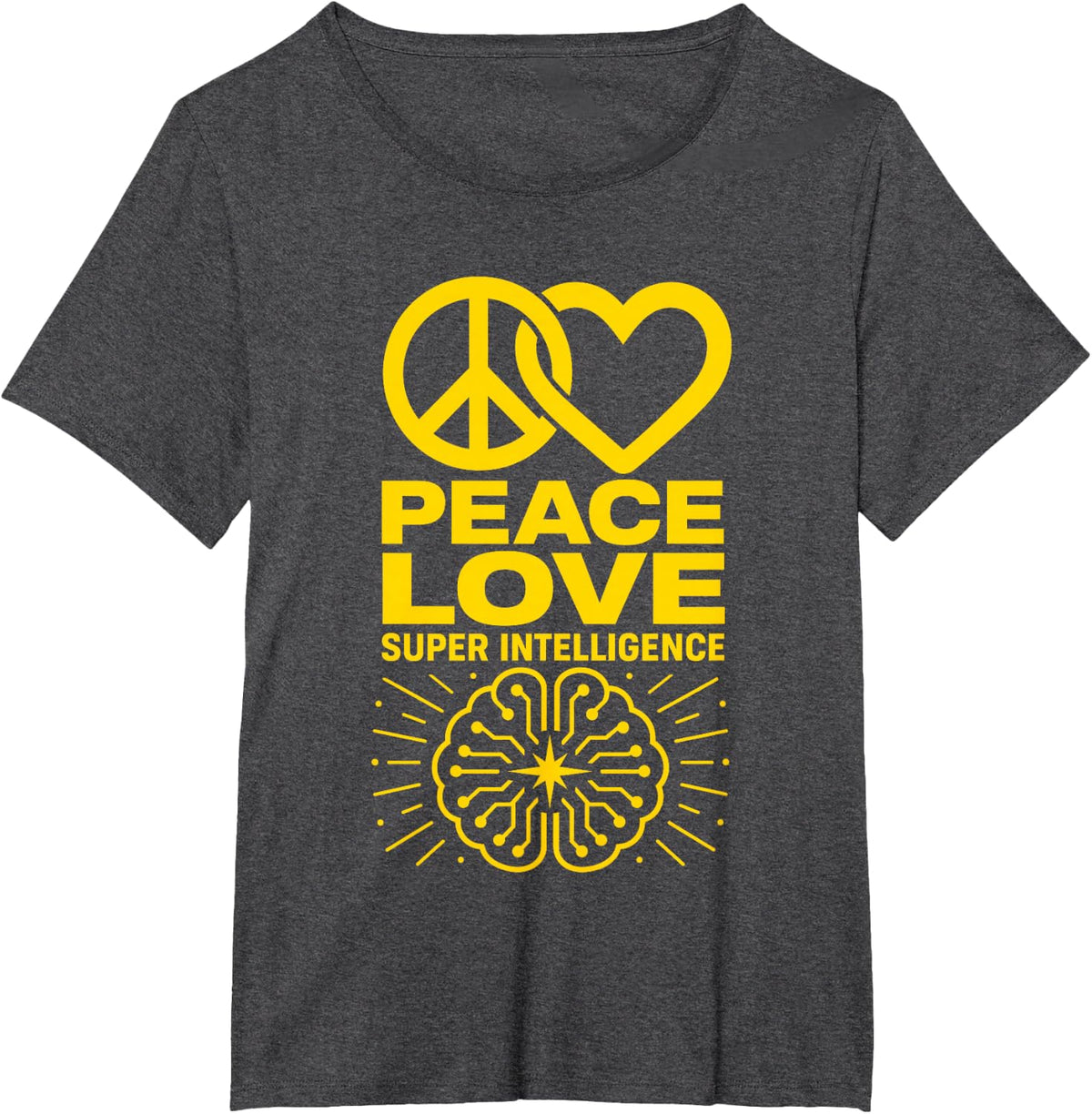 Peace Love Super Intelligence Ai Researcher Tech Conference T-Shirt - Dark Heather Grey