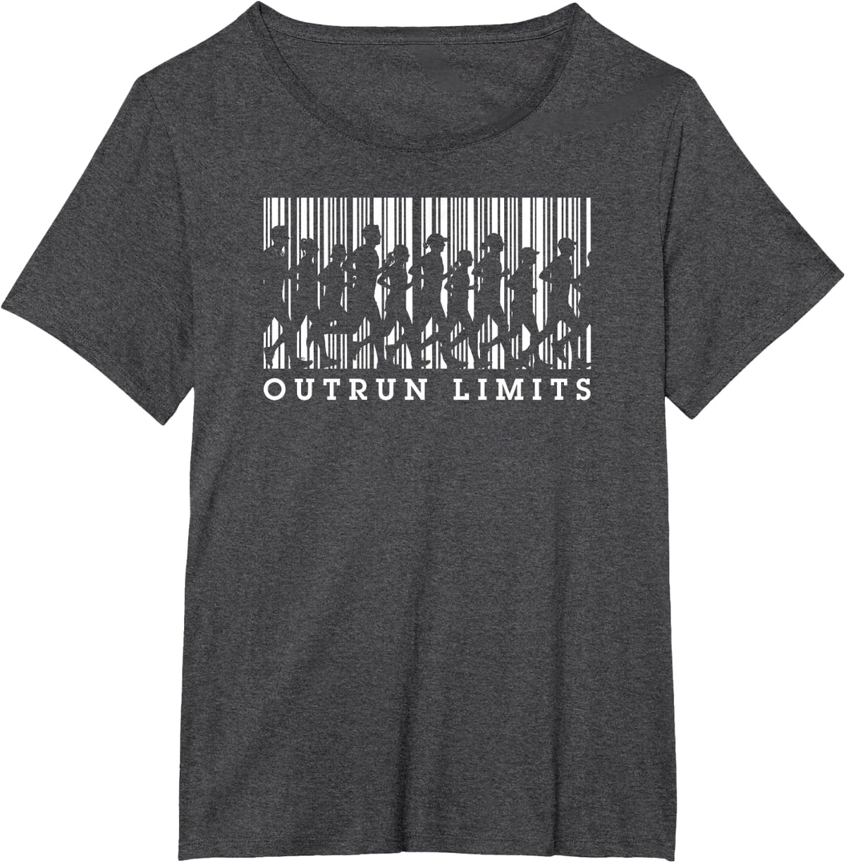 Runner Running Barcode Funny Outrun Limits Run Marathon T-Shirt - Dark Heather Grey