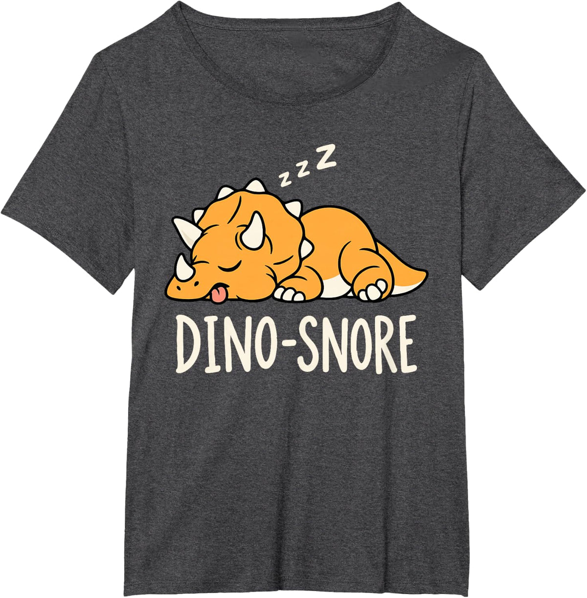 Dino Snore Funny Triceratops Dinosaur Pajamas Men Women Kids T-Shirt - Dark Heather Grey