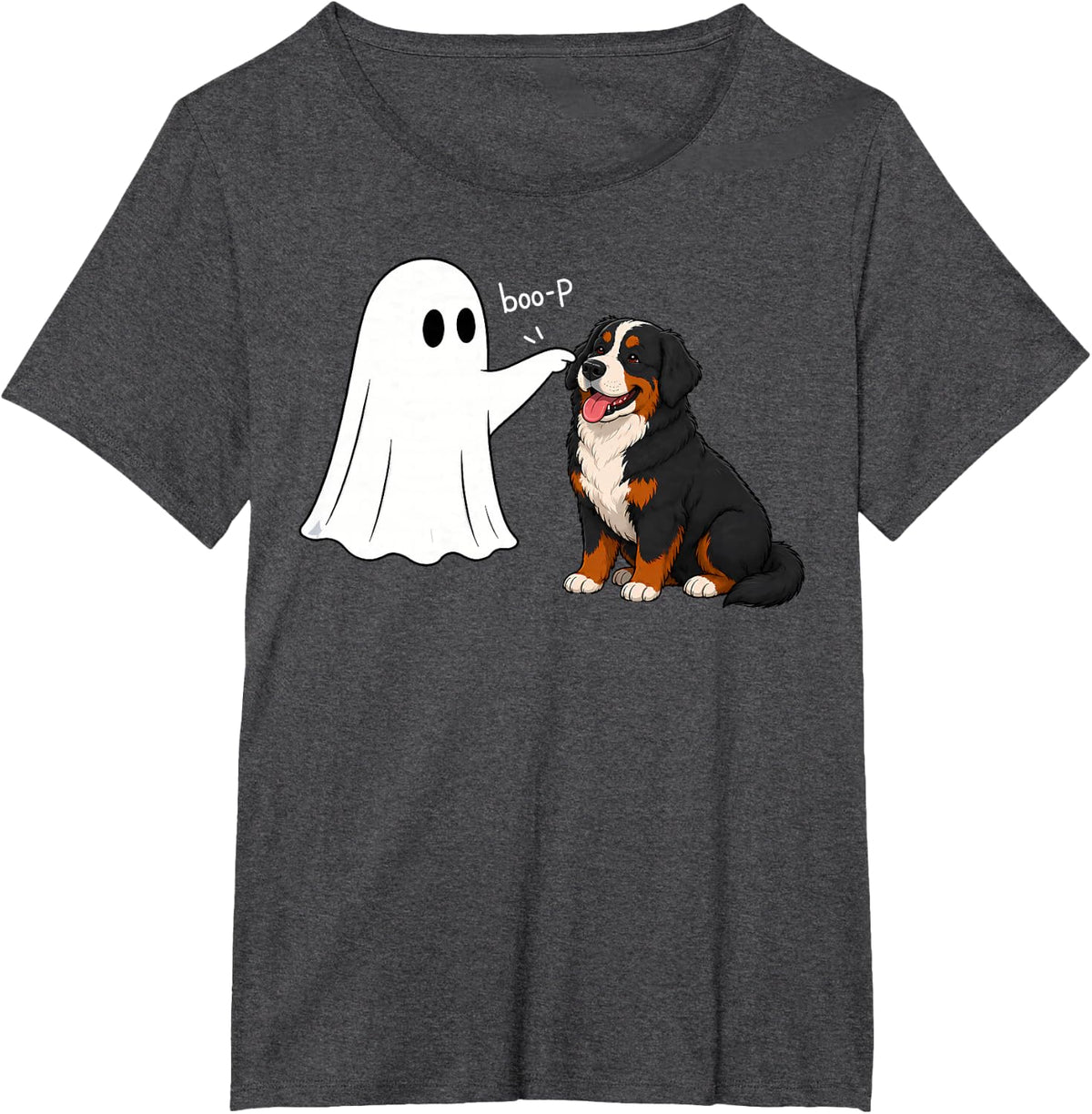 Boo Boo-p Dog Ghost Halloween Bernese Mountain Dog Lover T-Shirt - Dark Heather Grey