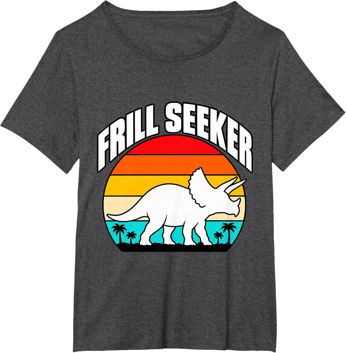 Triceratops Frill Seeker Dinosaur Fan Funny T-Shirt - Dark Heather Grey