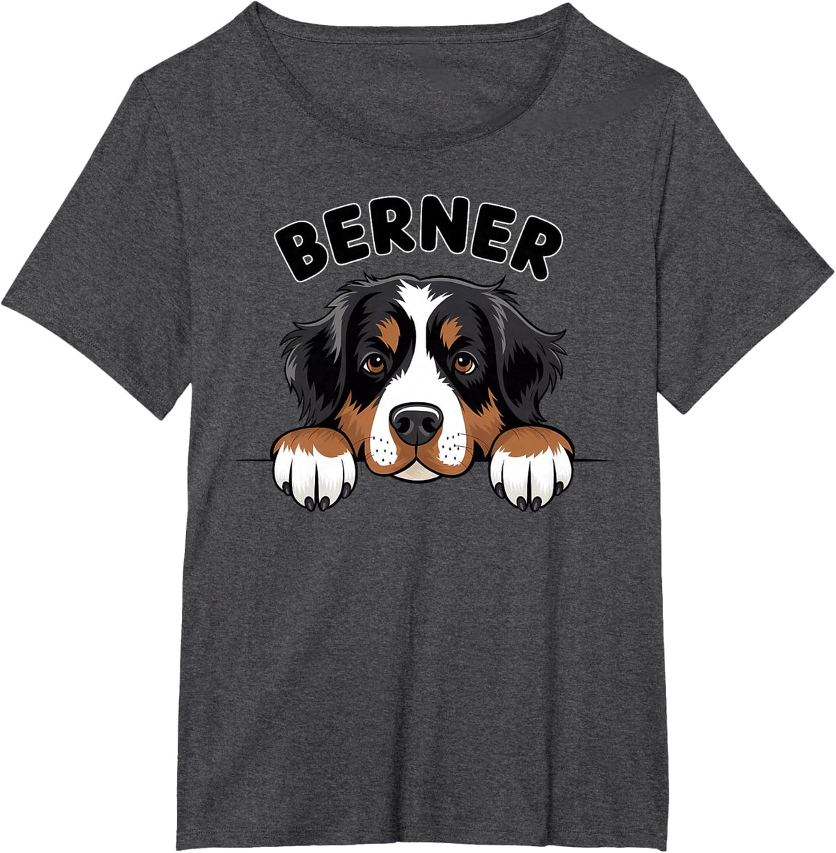 Cute Bernese Mountain Dog Funny Peeking Berner Puppy T-Shirt - Dark Heather Grey