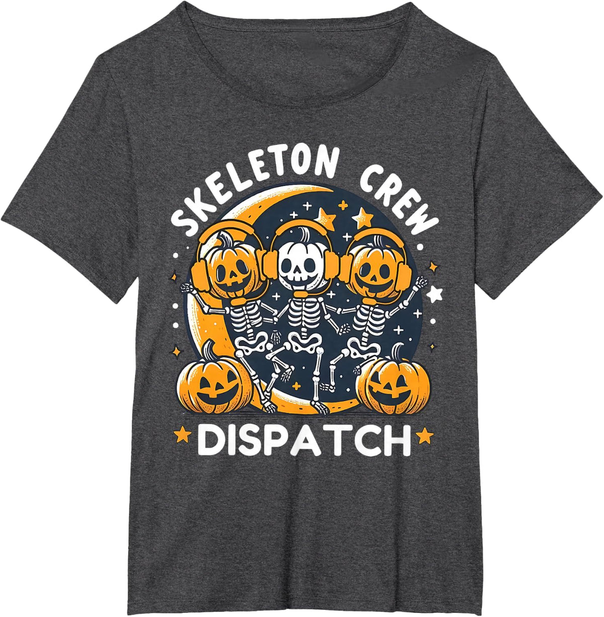 Halloween Dancing Skeleton Crew Dispatch EMS Dispatcher 911 T-Shirt - Dark Heather Grey