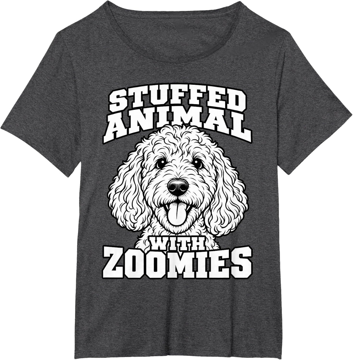 Goldendoodle Stuffed Animal with Zoomies Dog Dad Funny Curly T-Shirt - Dark Heather Grey