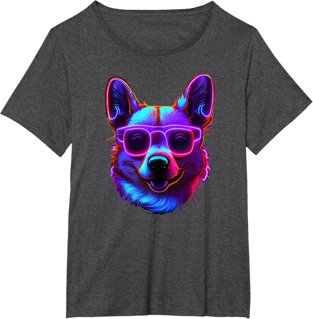 Funny Cute Corgi Retro 80s Pembroke Welsh Corgi T-Shirt - Dark Heather Grey