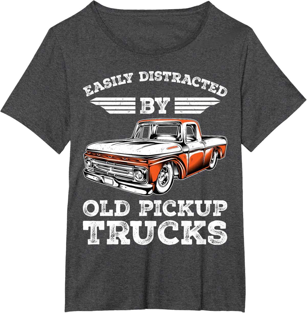 Easily Distracted by Old Pickup Trucks Trucker T-Shirt - Dark Heather Grey