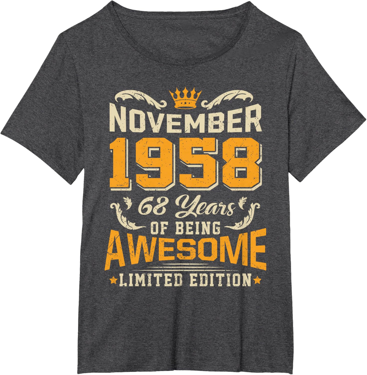 November 1958 Vintage 68 Years Awesome 68th Birthday T-Shirt - Dark Heather Grey