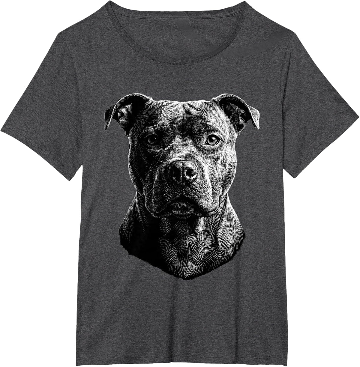 Pitbull Illustration Face Minimal Style Pittie Dad Dog Lover T-Shirt - Dark Heather Grey