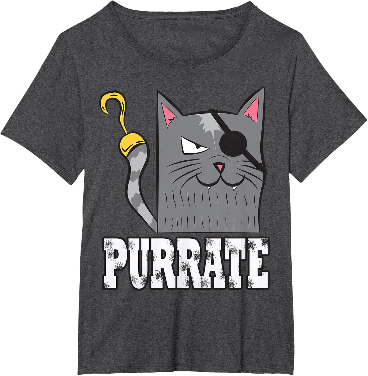 Purrate Pirate Cat Purrate Captain Kitty Eye Patch Sea T-Shirt - Dark Heather Grey