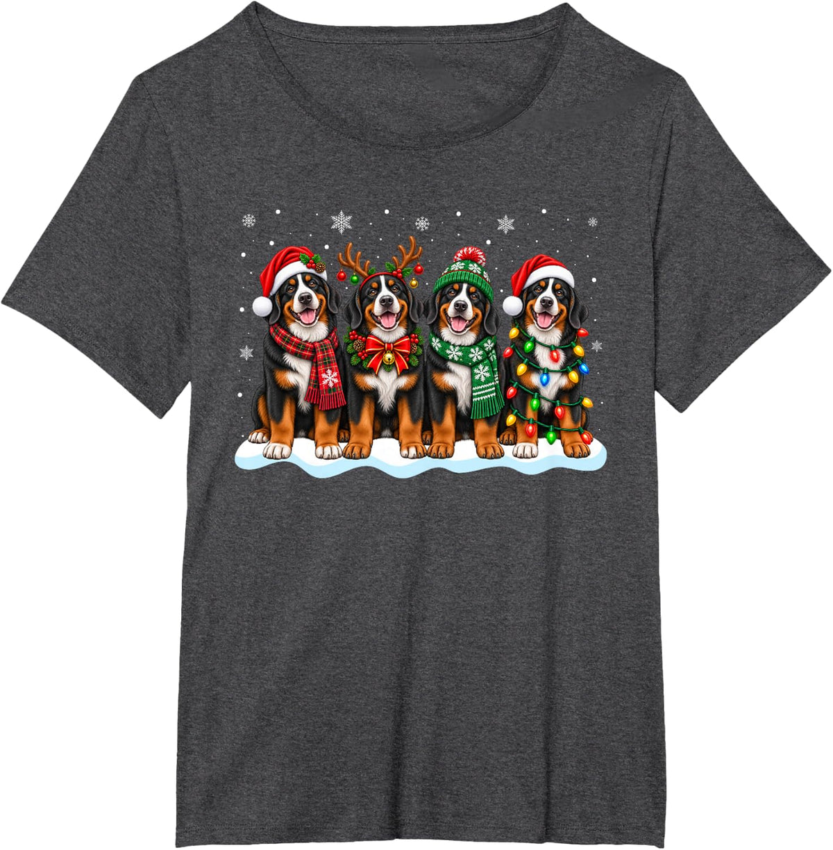 Christmas Bernese Mountain Dog Matching Family Pajama Xmas T-Shirt - Dark Heather Grey