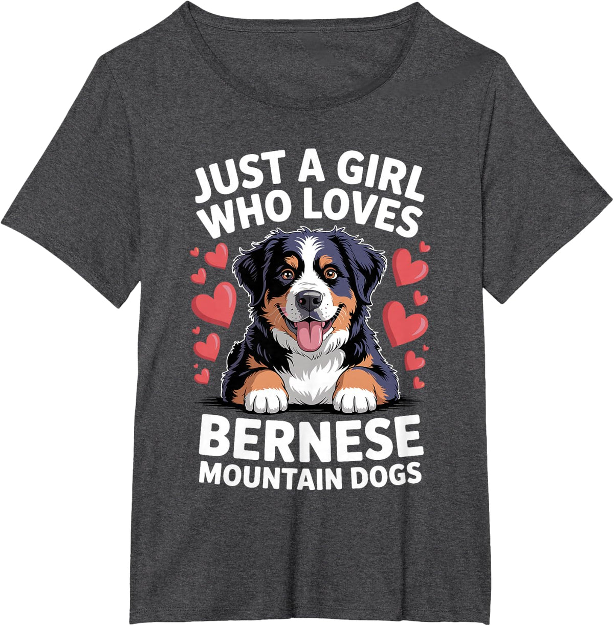 Bernese Mountain Dog Art for Women Girls Berner Sennenhund T-Shirt - Dark Heather Grey