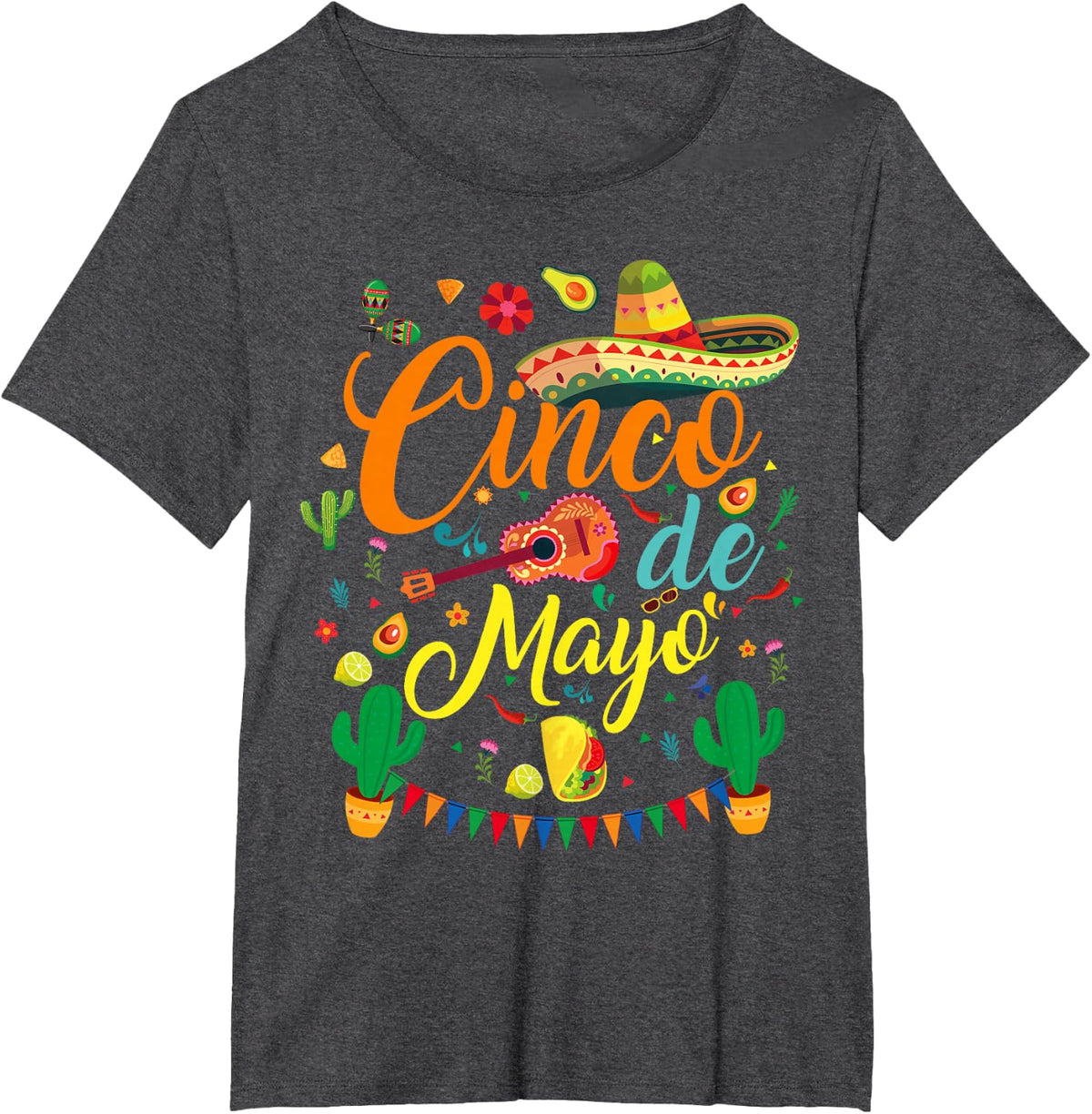 Cinco de Mayo Funny Mexican Party Men Women Tee T-Shirt - Dark Heather Grey