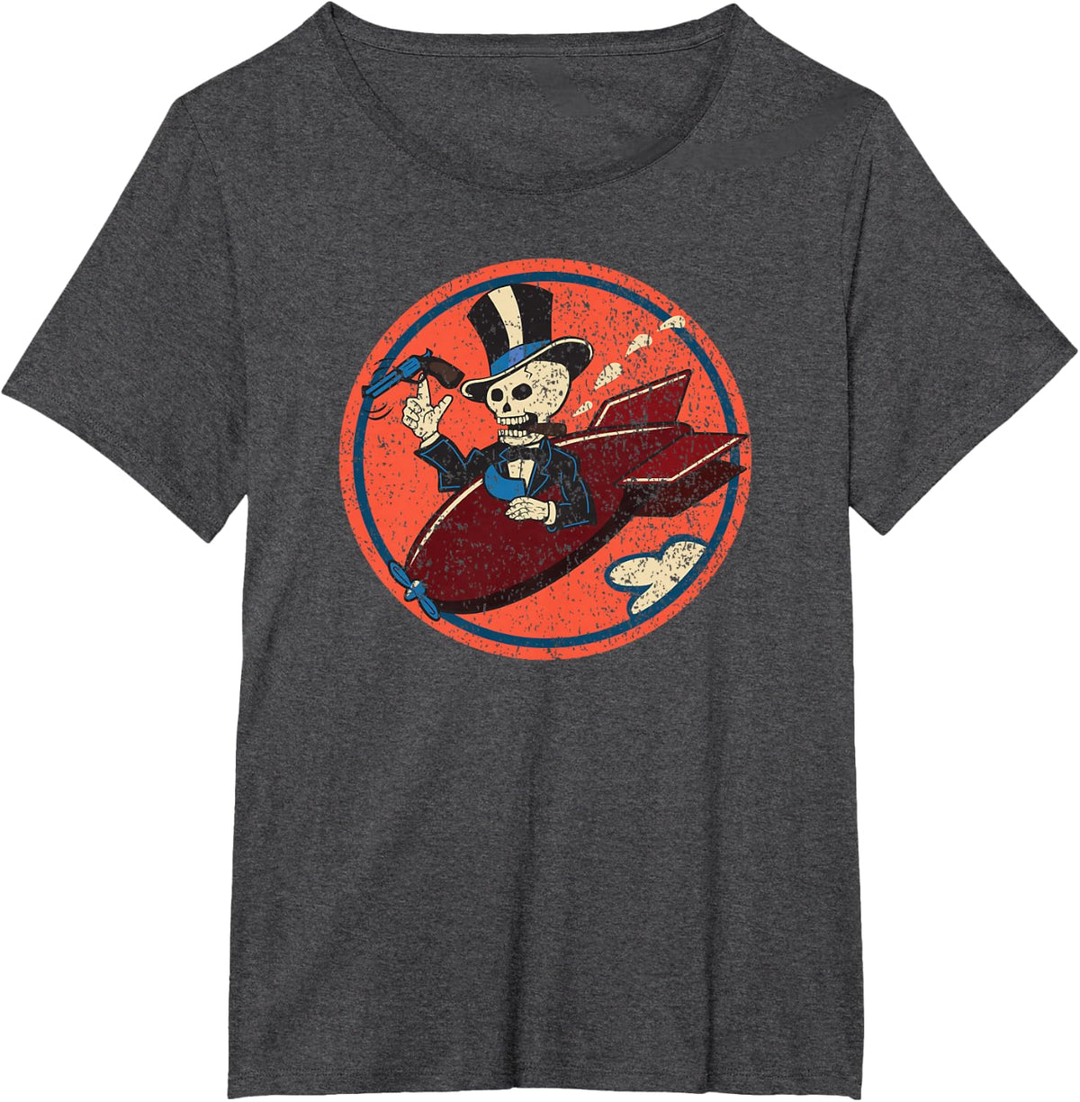 World War I 85 Bomb Squadron Pilot Training Skeleton T-Shirt - Dark Heather Grey
