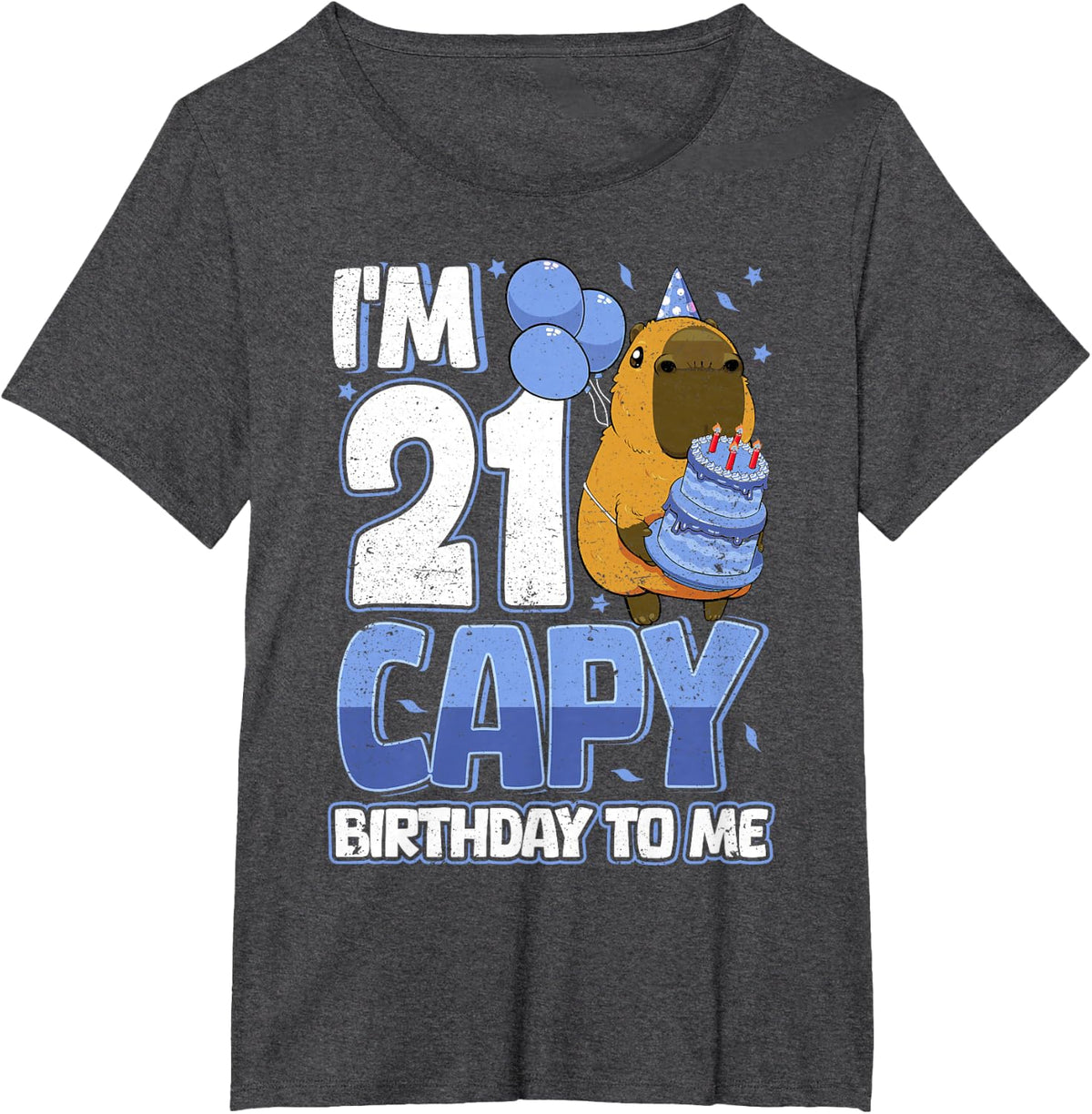 21 Years Capy Birthday to me Boys 21st Birthday Capybara T-Shirt - Dark Heather Grey