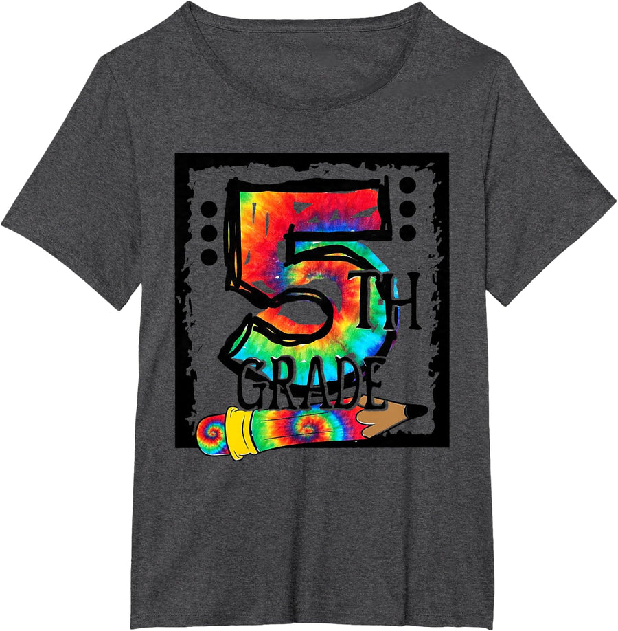 Hello 5th Grade Fifth Grade Teacher Tie Dye Back To School Men Women Kids T-Shirt - Dark Heather Grey