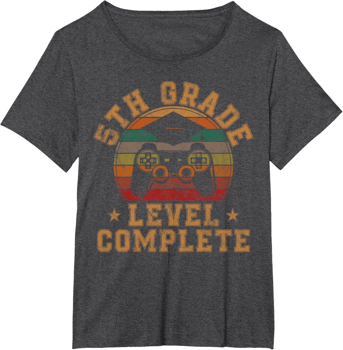 5th Grade Level Complete Fifth Grade Graduation Video Gamer T-Shirt - Dark Heather Grey