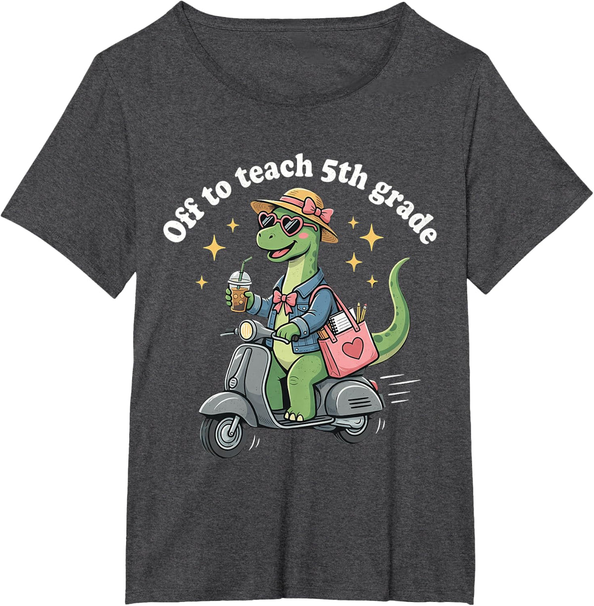 Off to Teach 5th Grade Back to School Funny Teacher T-Shirt - Dark Heather Grey
