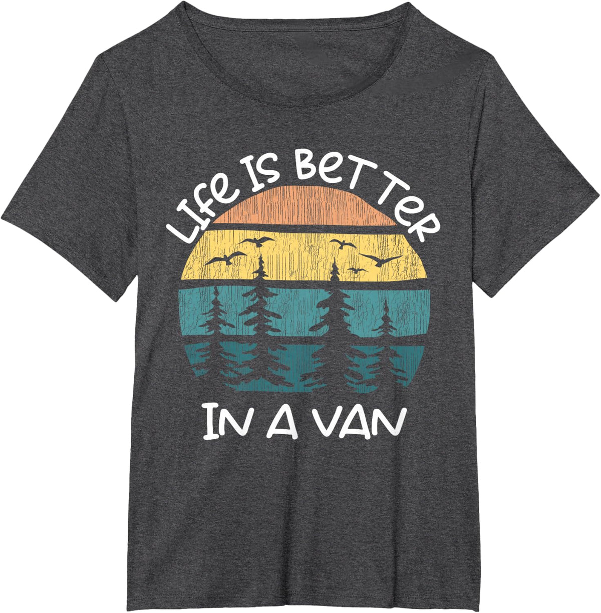 Travel Life Is Better In A Van Camping T-Shirt - Dark Heather Grey