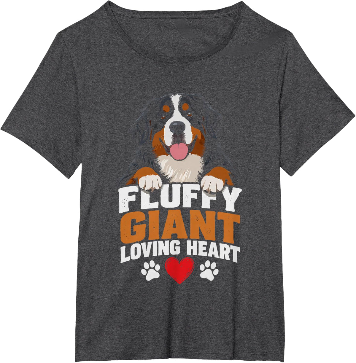 Bernese Mountain Dog Dad Fluffy Giant Loving Heart Graphic T-Shirt - Dark Heather Grey