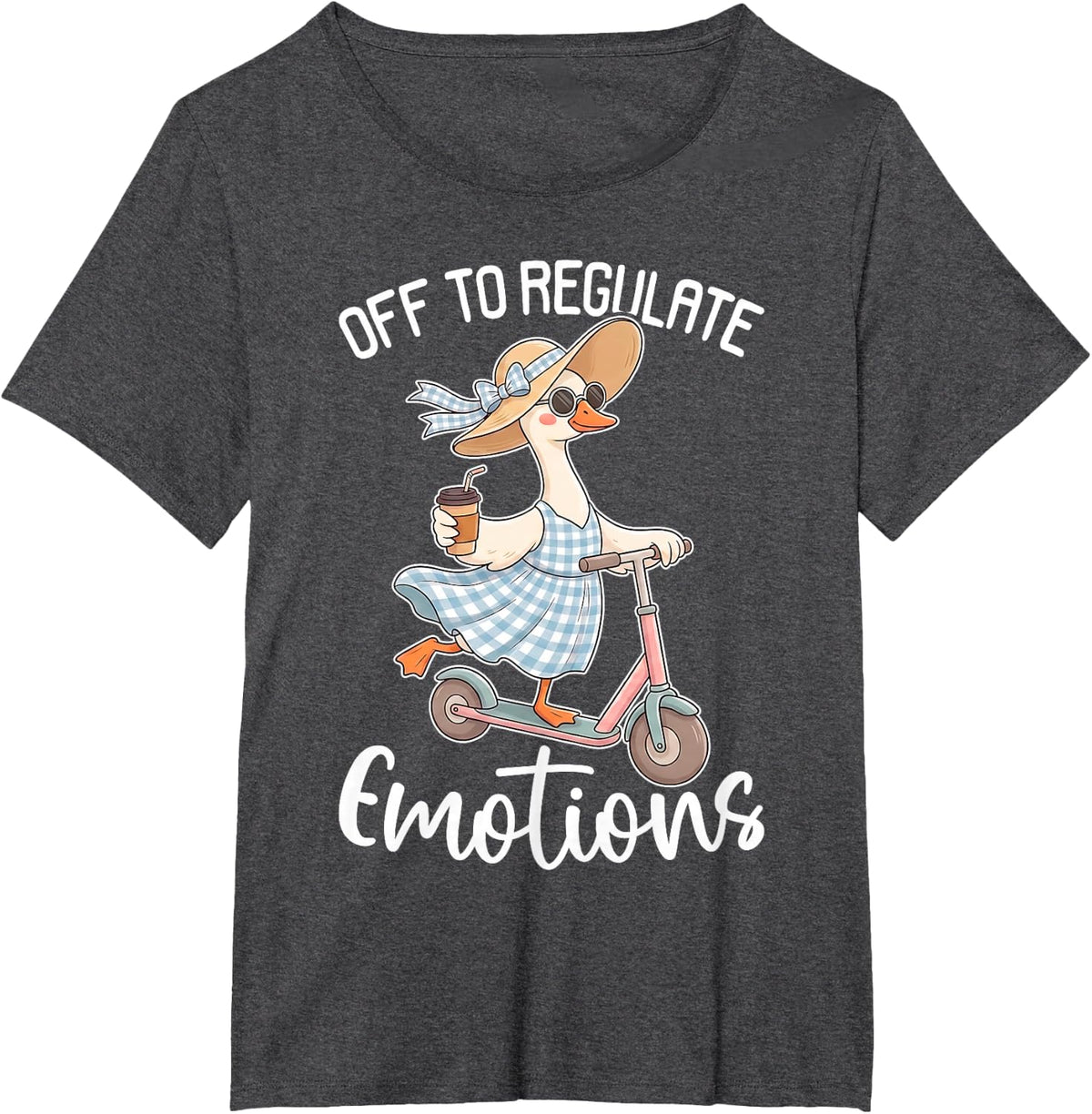 Off to Regulate Emotions Funny Goose Mental Health Counselor T-Shirt - Dark Heather Grey