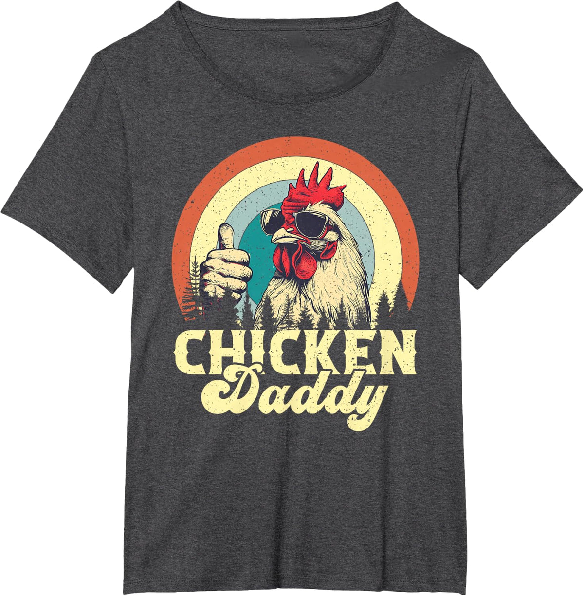 Chicken Daddy Vintage Poultry Farmer Funny Fathers Day T-Shirt - Dark Heather Grey