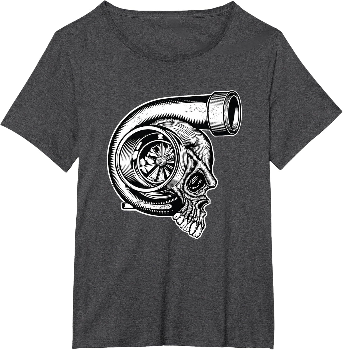 Turbocharger Skull Turbo Fast Race Car Boost Mechanic Tuning T-Shirt - Dark Heather Grey