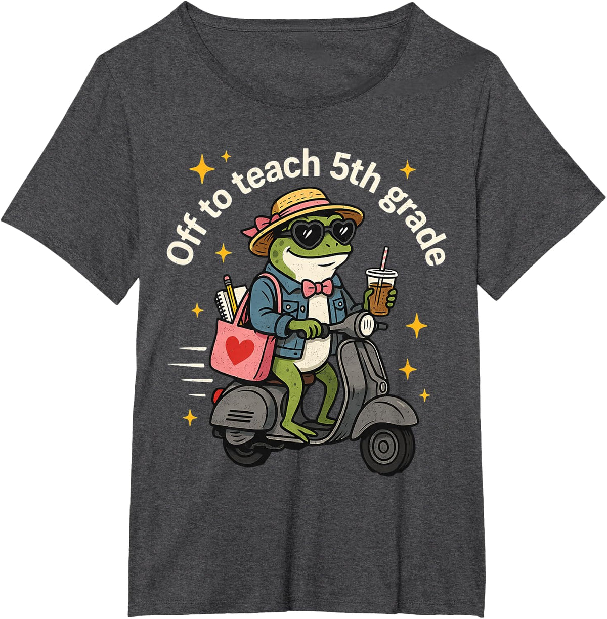 Back to School Off to Teach 5th Grade Funny Teacher T-Shirt - Dark Heather Grey