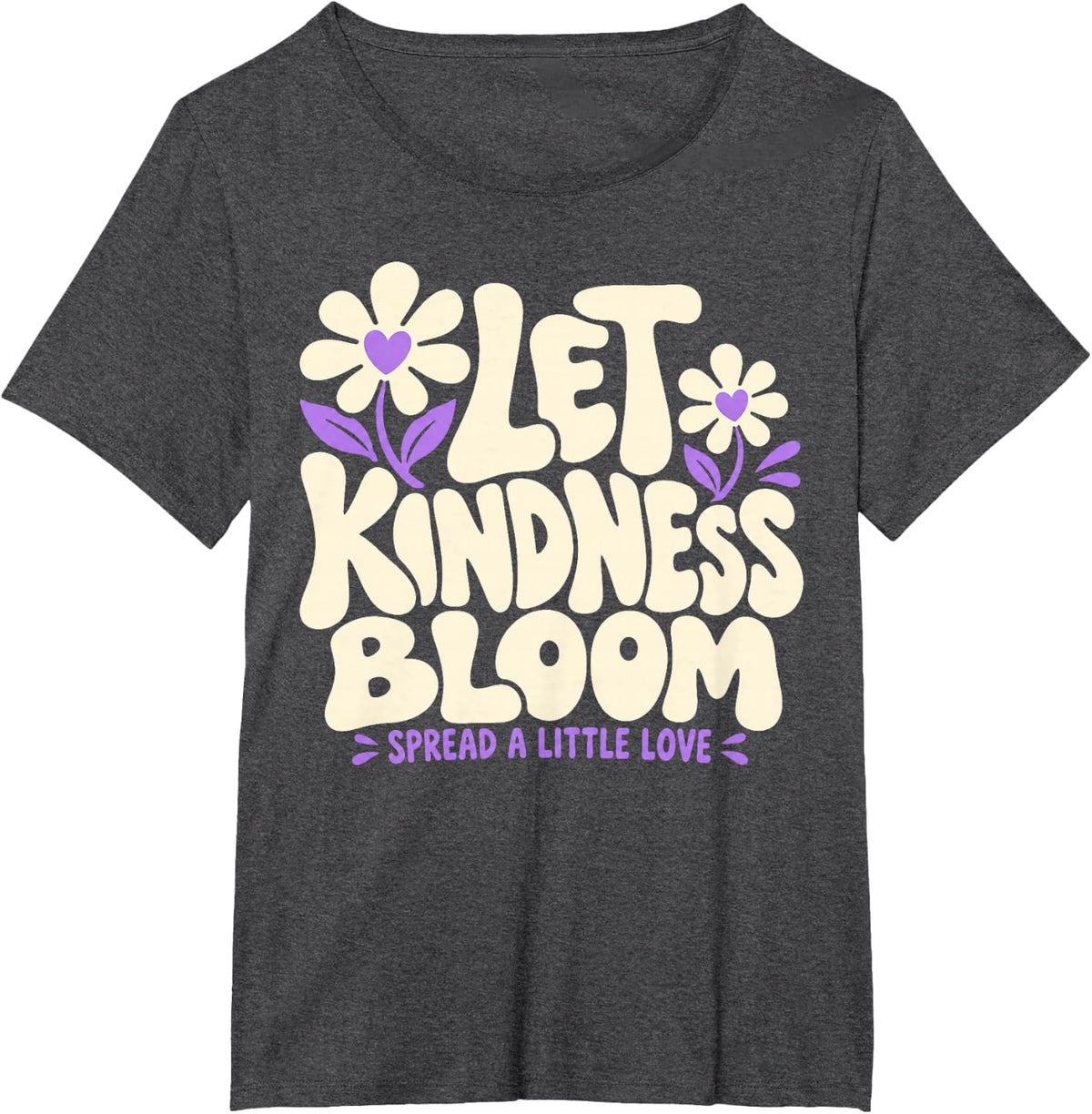 Let Kindness Bloom Retro Groovy Be Kind Inspirational Kids T-Shirt - Dark Heather Grey
