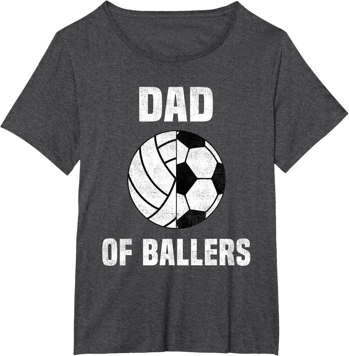 Dad of Ballers Volleyball Soccer Lover Family Kids T-Shirt - Dark Heather Grey