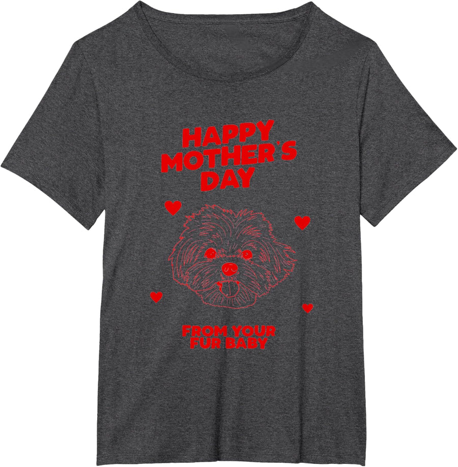Happy Mother's Day From Your Fur Baby Dog Mom Gift T-Shirt - Dark Heather Grey
