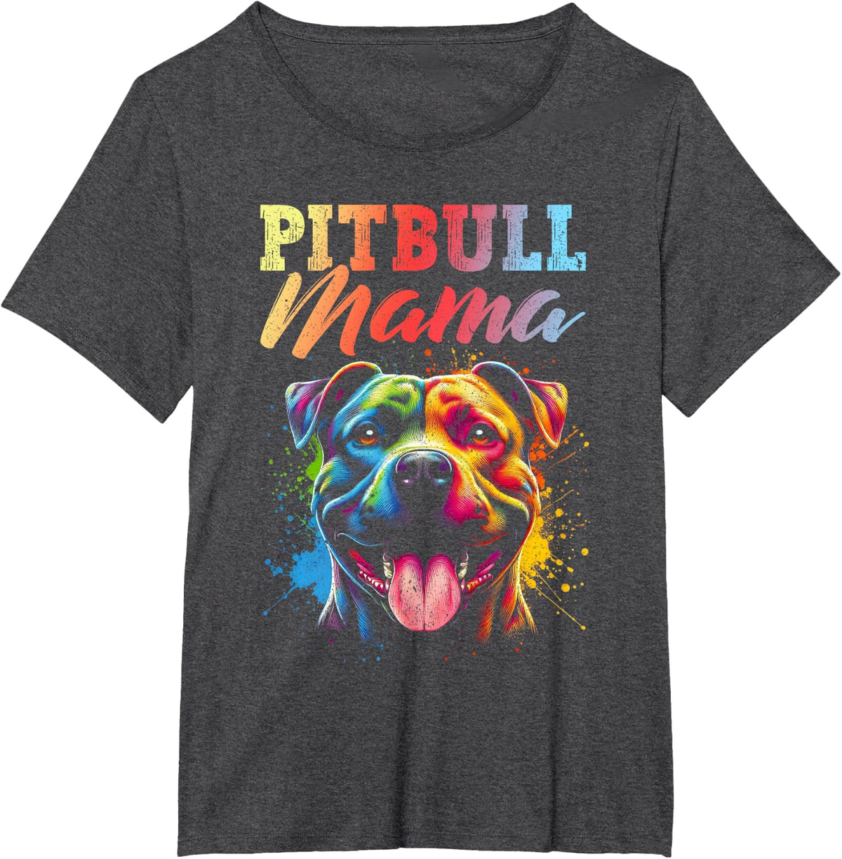 Pitbull Mama Colorful Pittie Mom Dog Lover Mother's Day T-Shirt - Dark Heather Grey