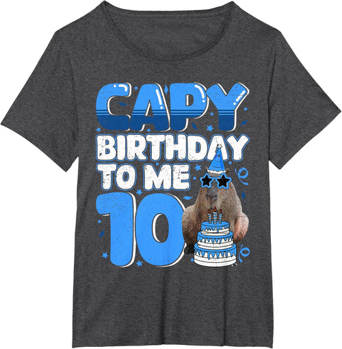 10 Years Capy Birthday To Me Capybara 10th Birthday Tee T-Shirt - Dark Heather Grey