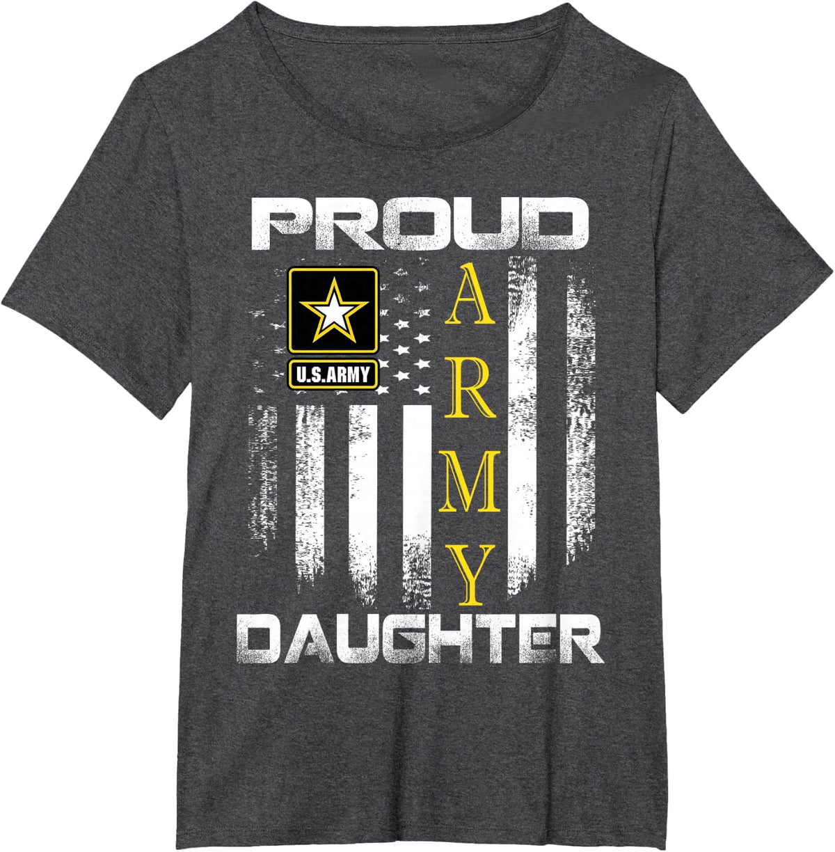 Vintage Proud Army Daughter With American Flag Gift T-Shirt - Dark Heather Grey