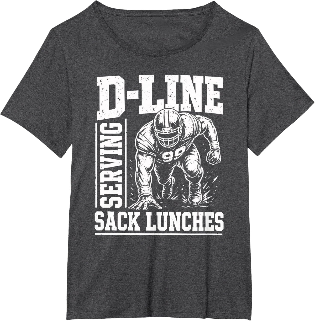 Football D-Line Serving Sack Lunches Lineman T-Shirt - Dark Heather Grey