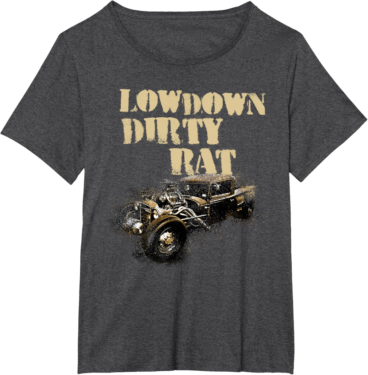 Men's Rat Rod Rust Truck Car Show Low Down Dirty Rat T-Shirt T-Shirt - Dark Heather Grey