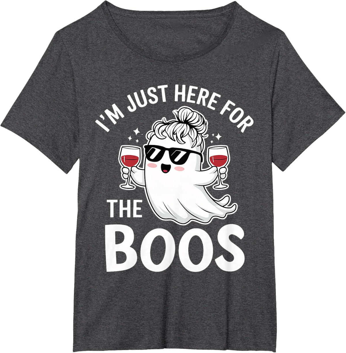 Cute Ghost Halloween Design – I’m Just Here for The Boos T-Shirt - Dark Heather Grey