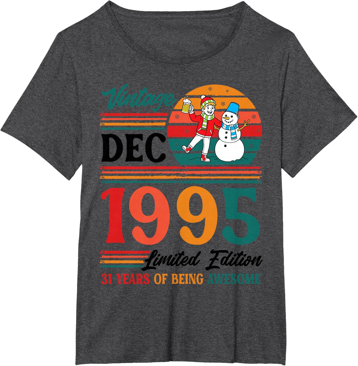 Vintage December 1995 Ltd Edition 31 Years of Being Awesome T-Shirt - Dark Heather Grey